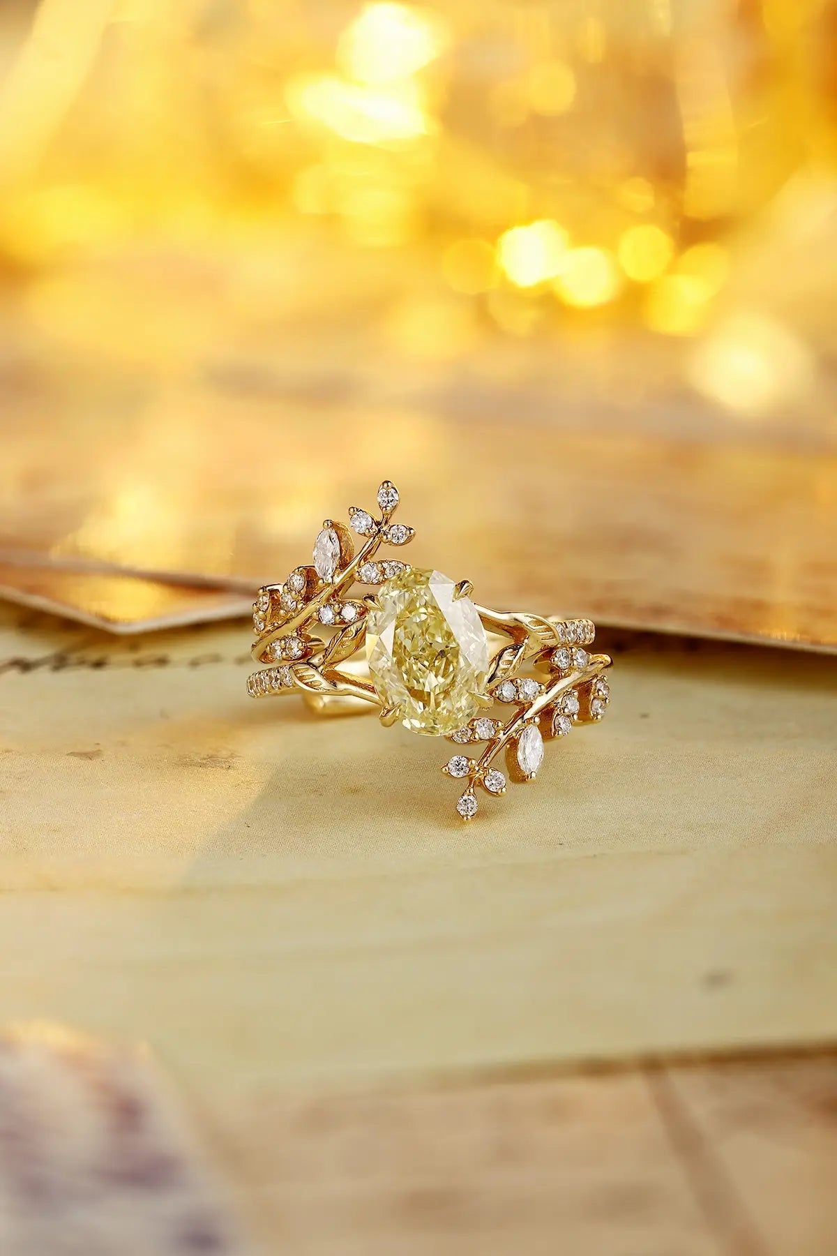 18K 1.84ct Oval Shape Lab Grown Yellow Diamond Ring