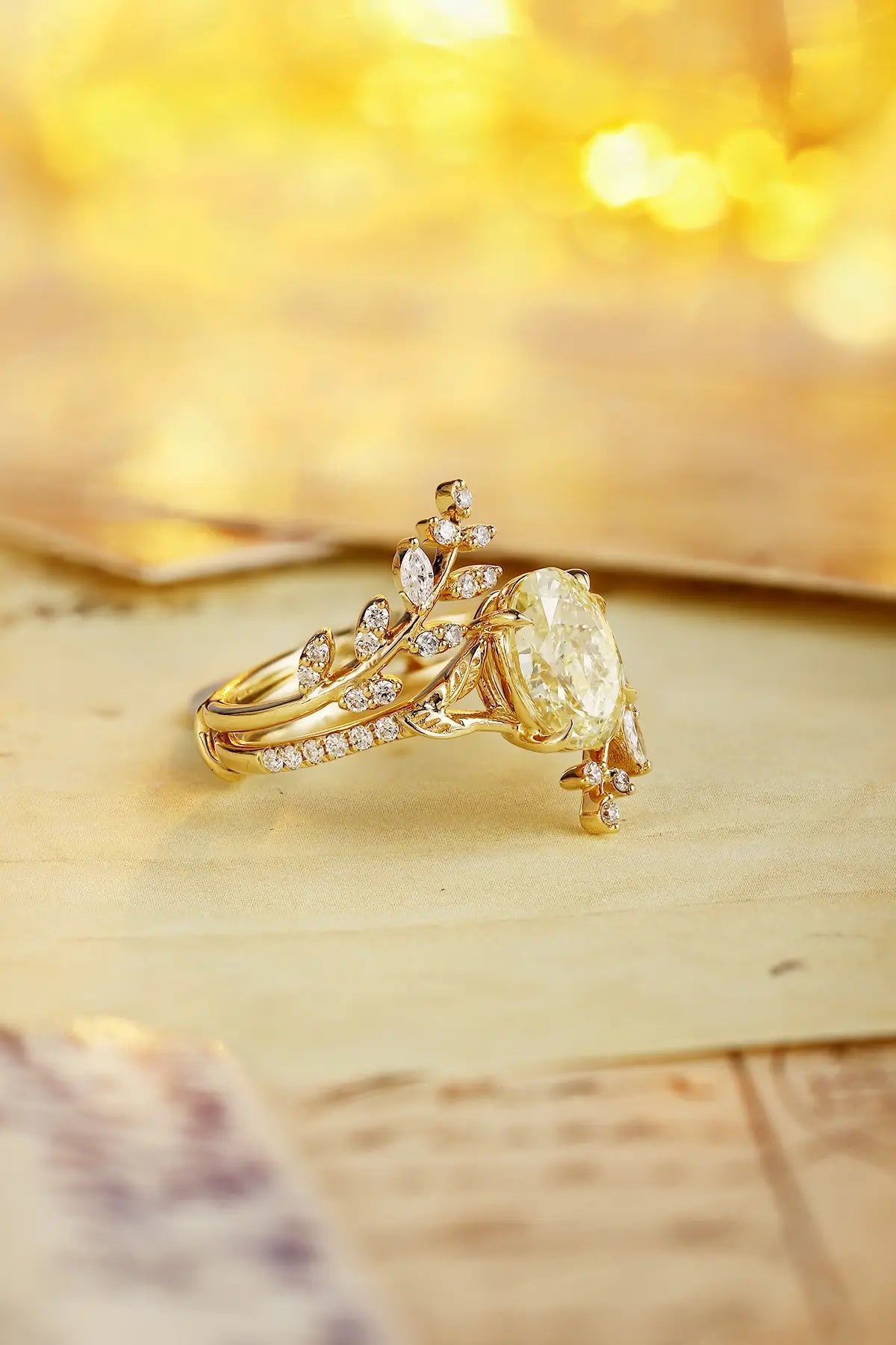 18K 1.84ct Oval Shape Lab Grown Yellow Diamond Ring
