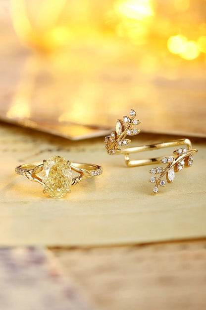 18K 1.84ct Oval Shape Lab Grown Yellow Diamond Ring