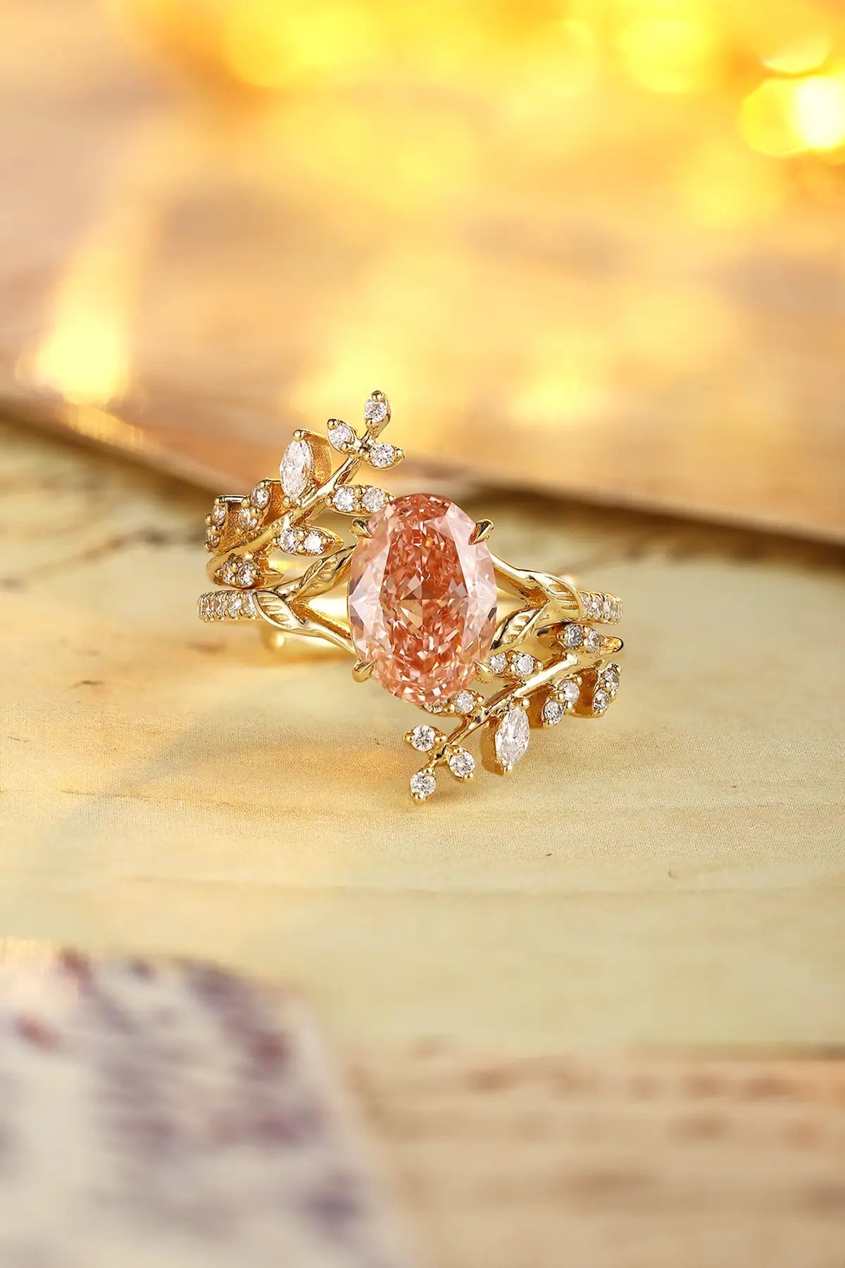 18K 2.2ct Oval Shape Lab Grown Pink Diamond Ring