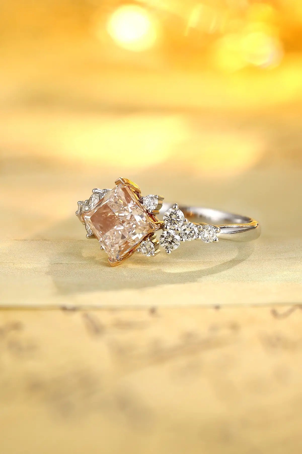 PT950+18K Gold 1.5ct Princess Cut Lab Grown Diamond Ring