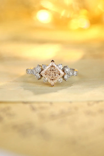 PT950+18K Gold 1.5ct Princess Cut Lab Grown Diamond Ring