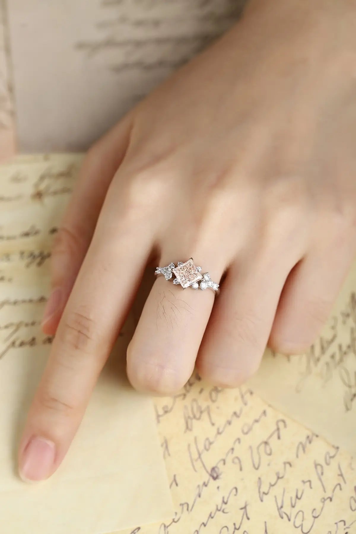 PT950+18K Gold 1.5ct Princess Cut Lab Grown Diamond Ring