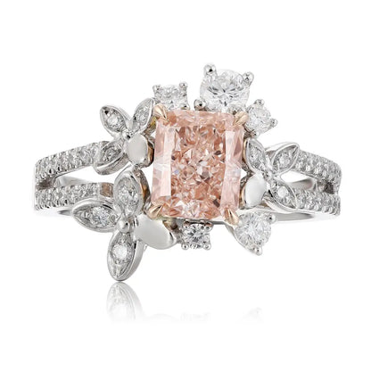 PT950+18K Gold 1.32ct Lab Grown Pink Diamond Ring