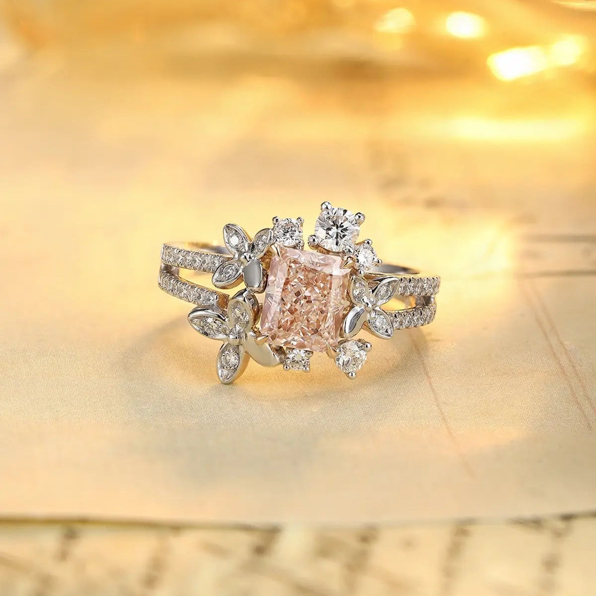 PT950+18K Gold 1.32ct Lab Grown Pink Diamond Ring