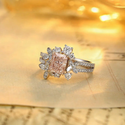 PT950+18K Gold 1.32ct Lab Grown Pink Diamond Ring