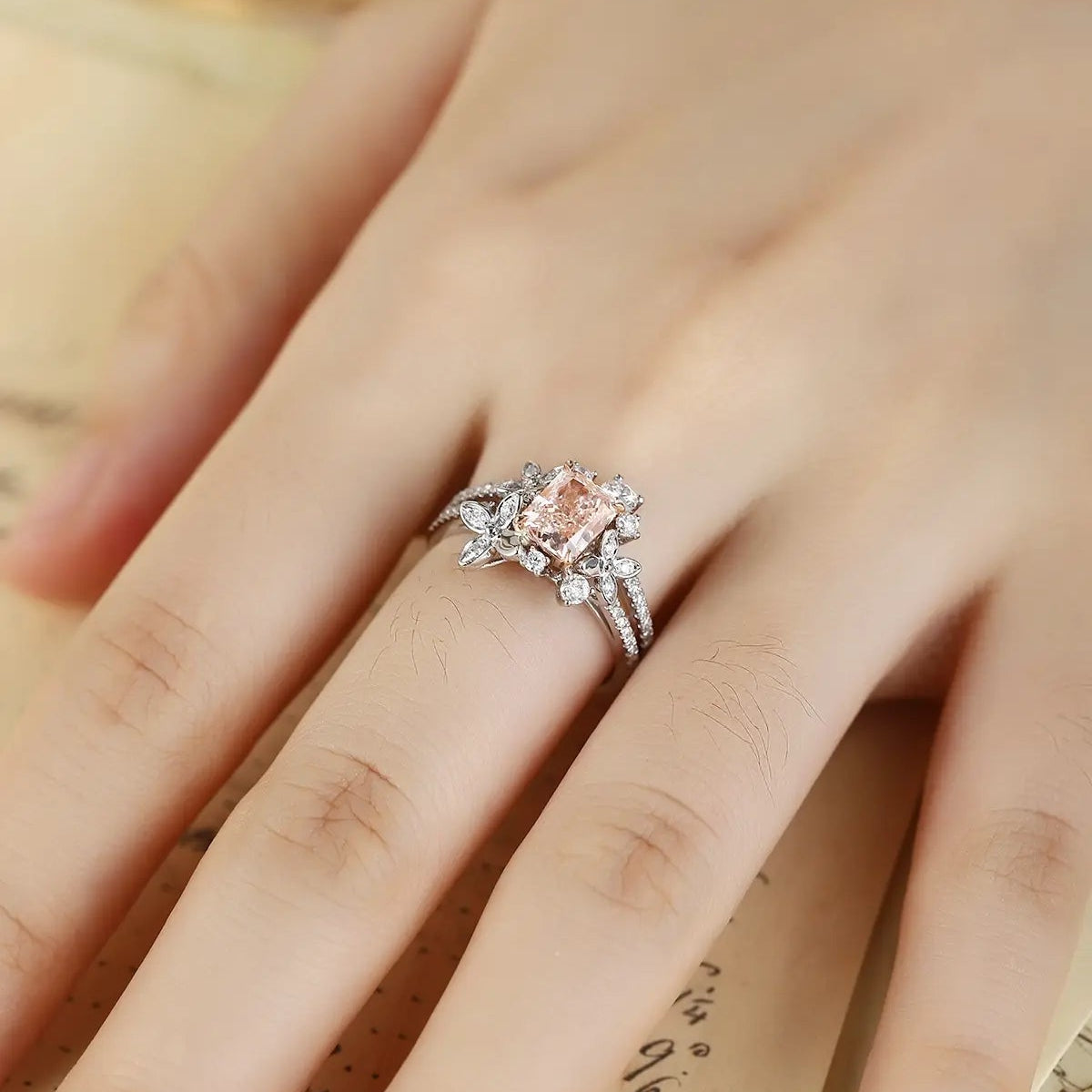 PT950+18K Gold 1.32ct Lab Grown Pink Diamond Ring