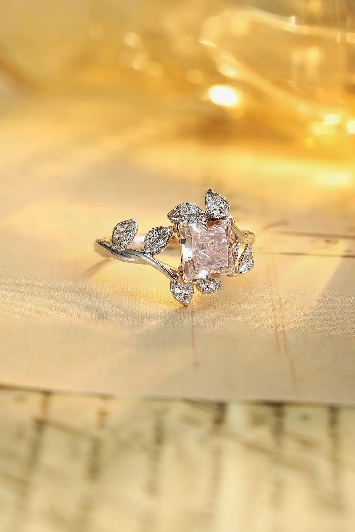 PT950+18K Gold 1.5ct Princess Cut Lab Grown Diamond Ring