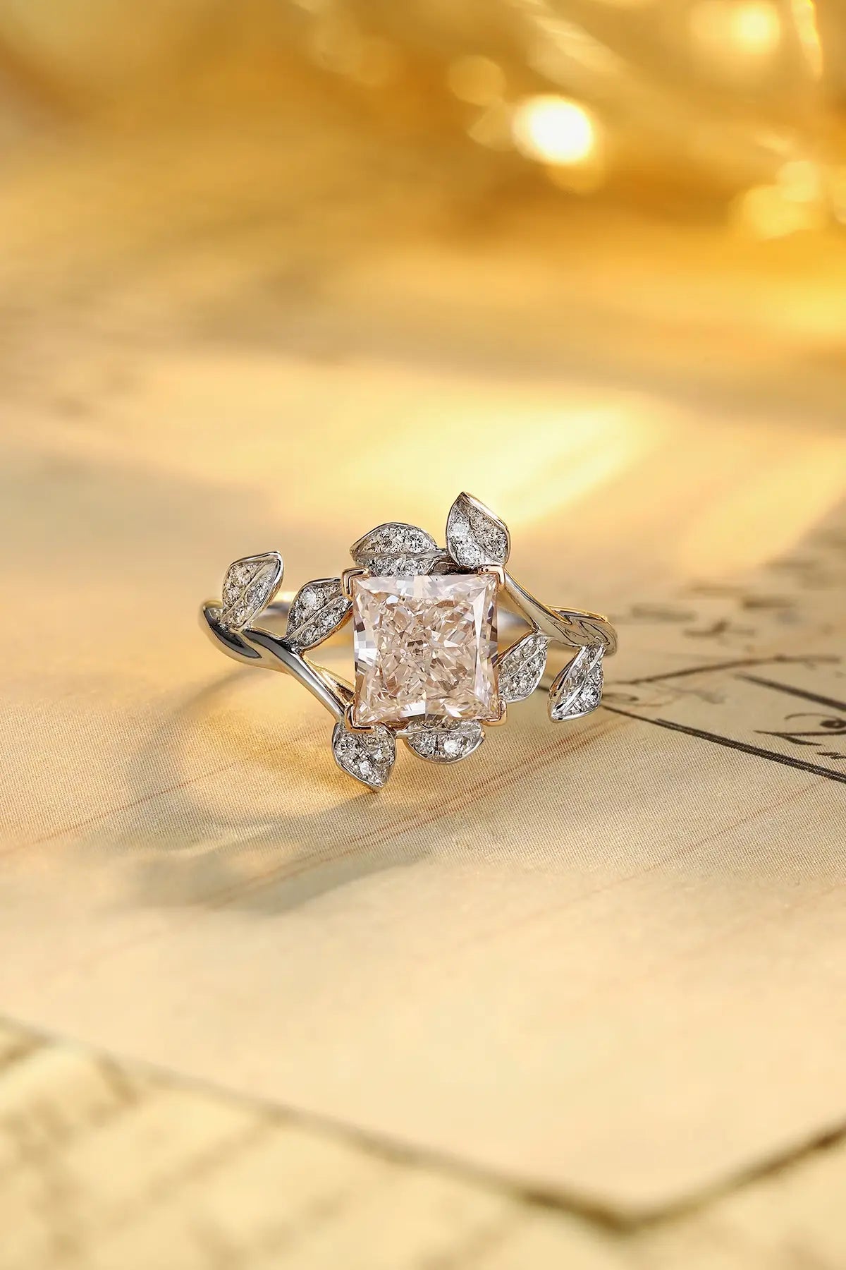 PT950+18K Gold 1.5ct Princess Cut Lab Grown Diamond Ring