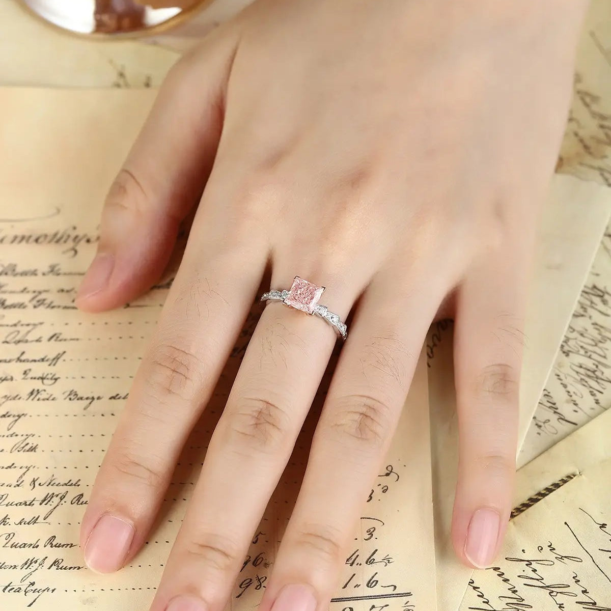 PT950+18K Gold 1.49ct Lab Grown Pink Diamond Ring