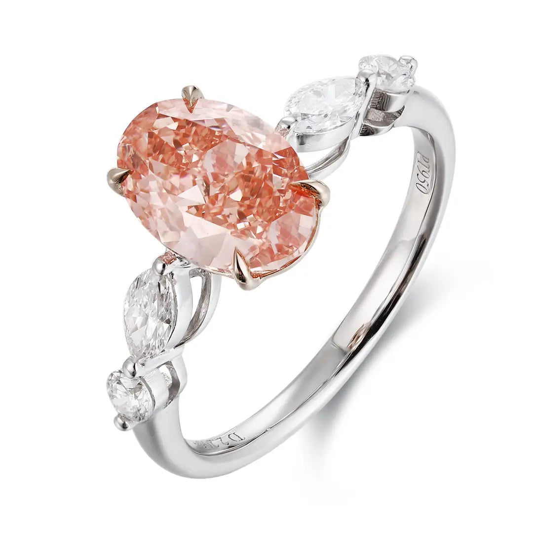 PT950 + 18K Lab Grown Red Diamond Ring