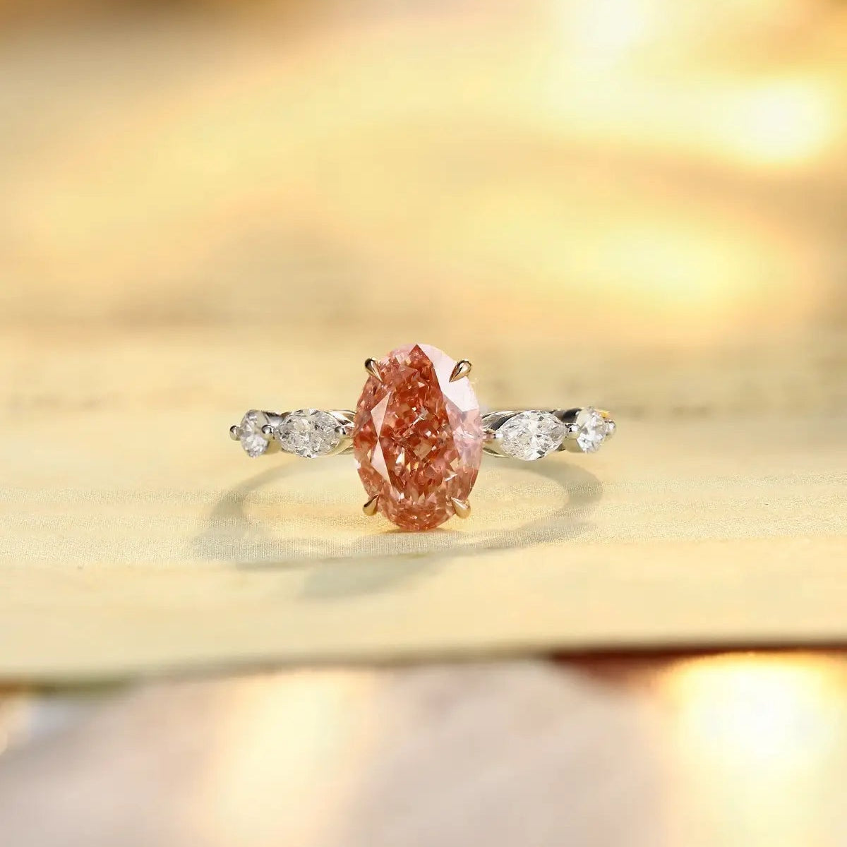 PT950 + 18K Lab Grown Red Diamond Ring