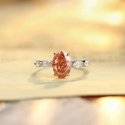 PT950 + 18K Lab Grown Red Diamond Ring