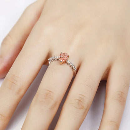 PT950 + 18K 1.01ct Pear Shape Lab Grown Red Diamond Ring