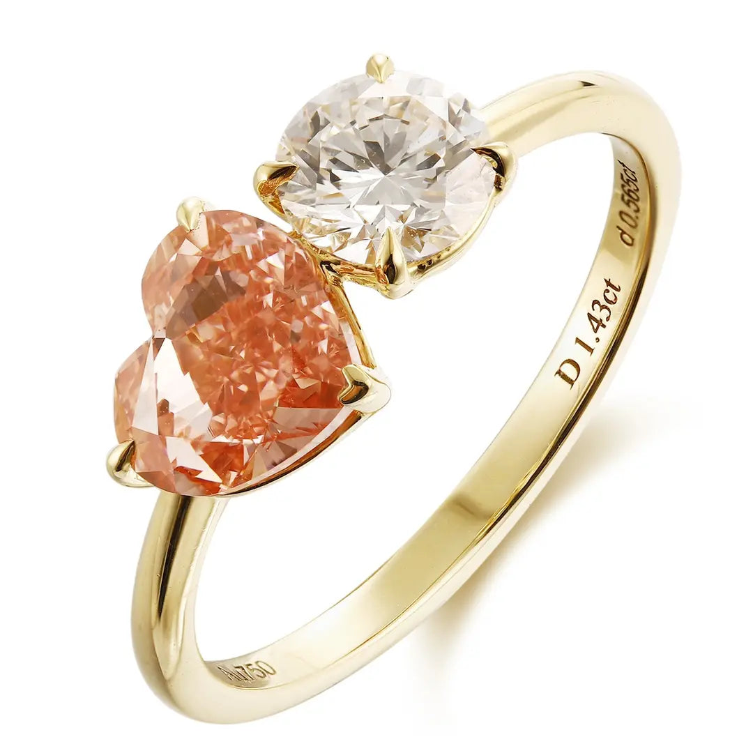 18K Gold 1.43ct Heart Shape Lab Grown Red Diamond Ring