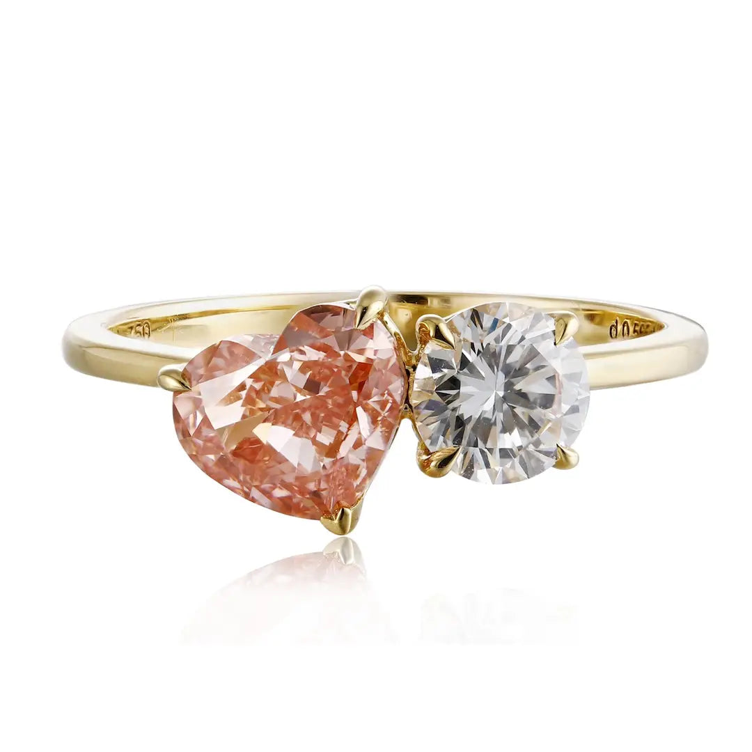 18K Gold 1.43ct Heart Shape Lab Grown Red Diamond Ring