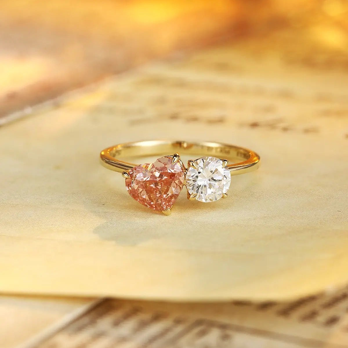 18K Gold 1.43ct Heart Shape Lab Grown Red Diamond Ring