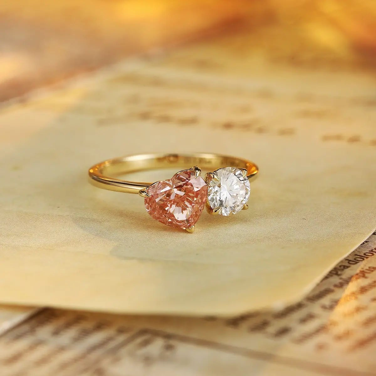 18K Gold 1.43ct Heart Shape Lab Grown Red Diamond Ring