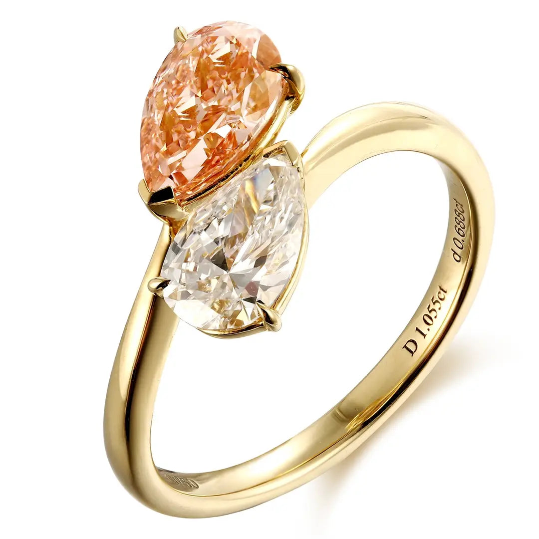 18K Gold 1.06ct Prea Shape Lab Grown Red diamond Ring