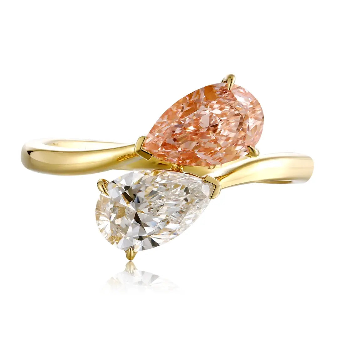 18K Gold 1.06ct Prea Shape Lab Grown Red diamond Ring