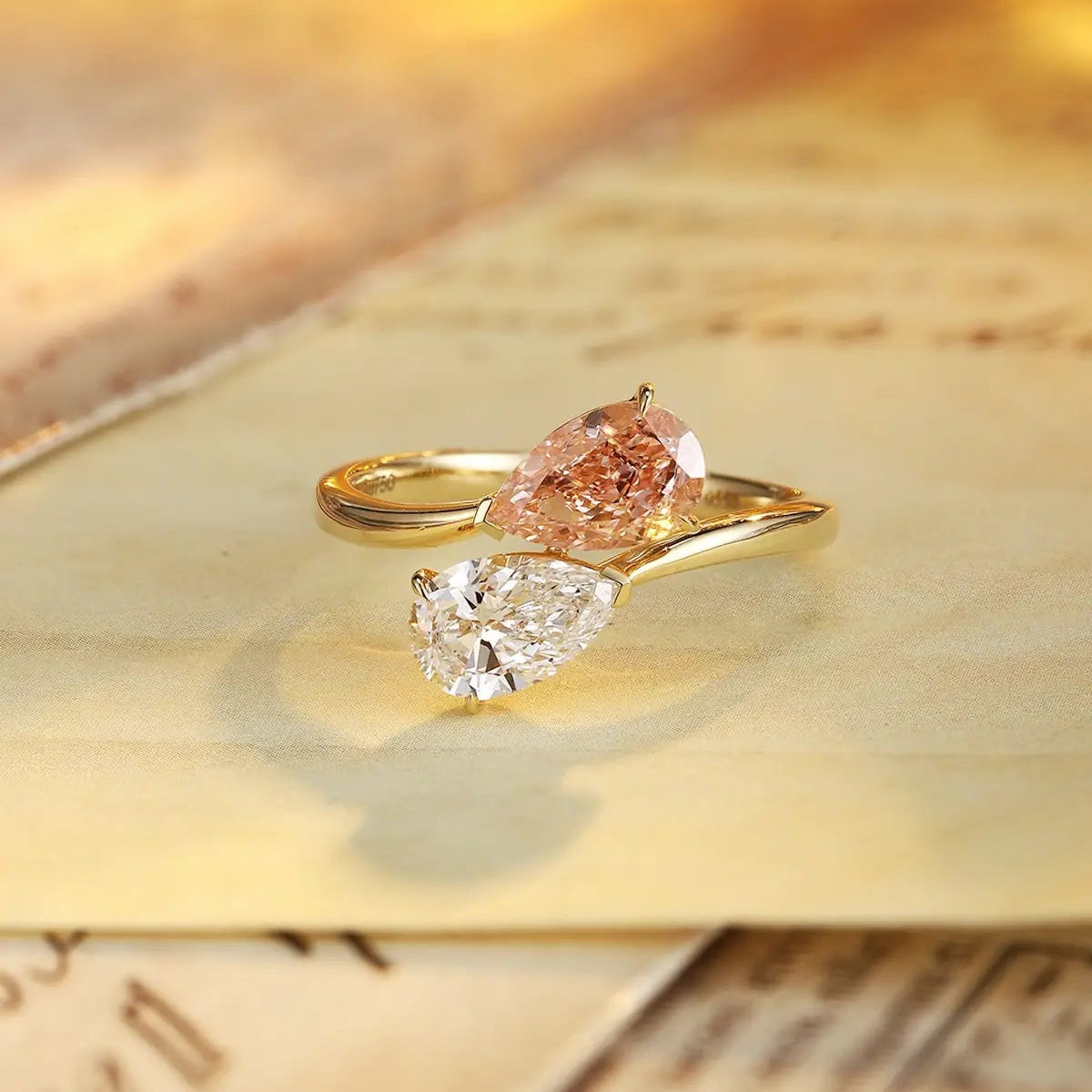 18K Gold 1.06ct Prea Shape Lab Grown Red diamond Ring