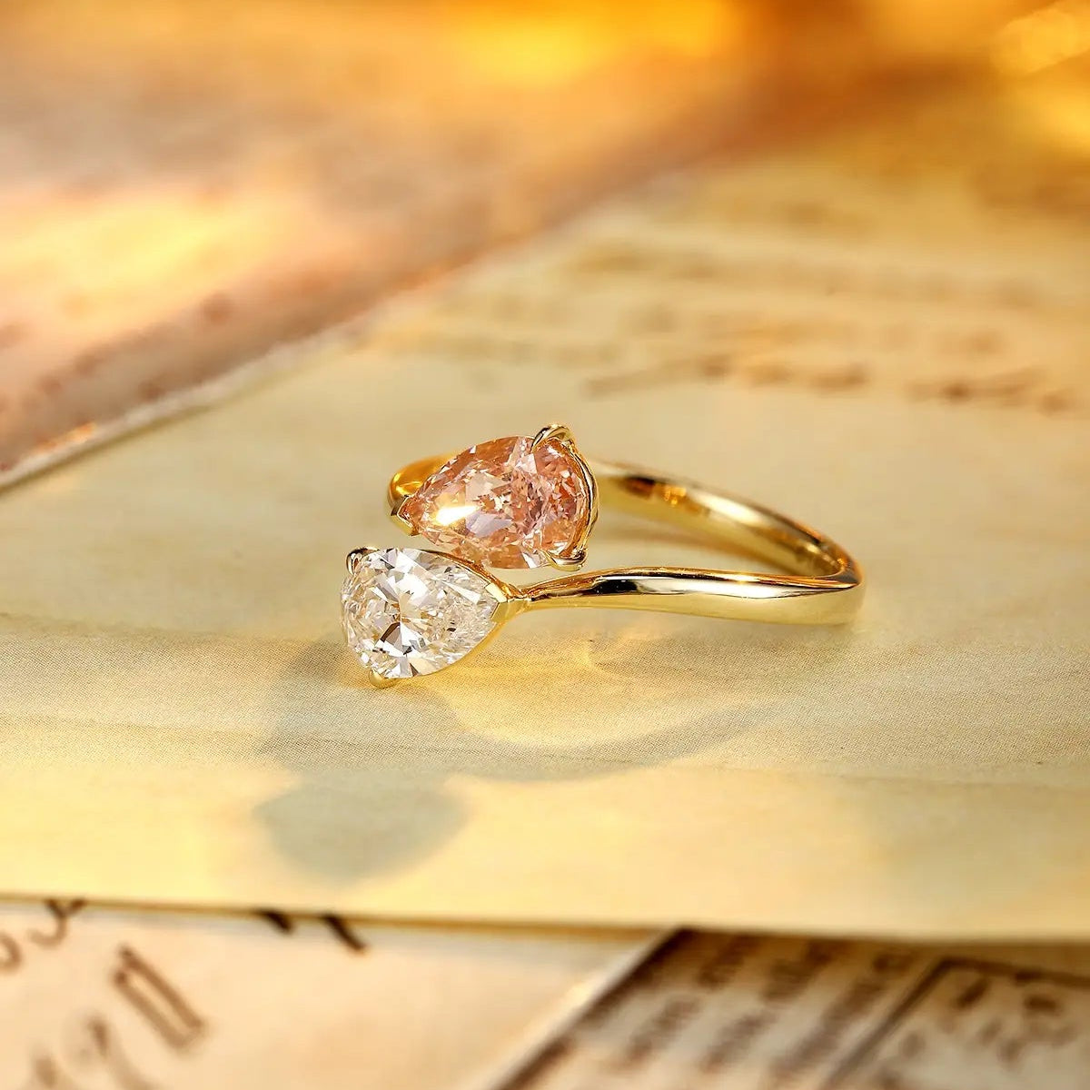 18K Gold 1.06ct Prea Shape Lab Grown Red diamond Ring