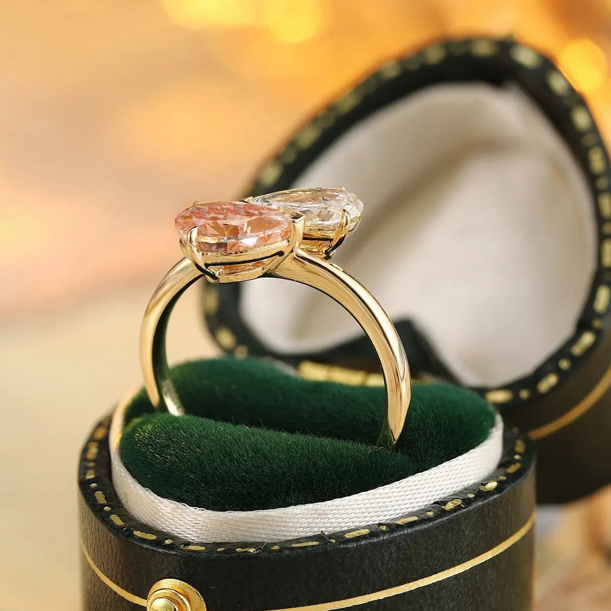 18K Gold 1.06ct Prea Shape Lab Grown Red diamond Ring