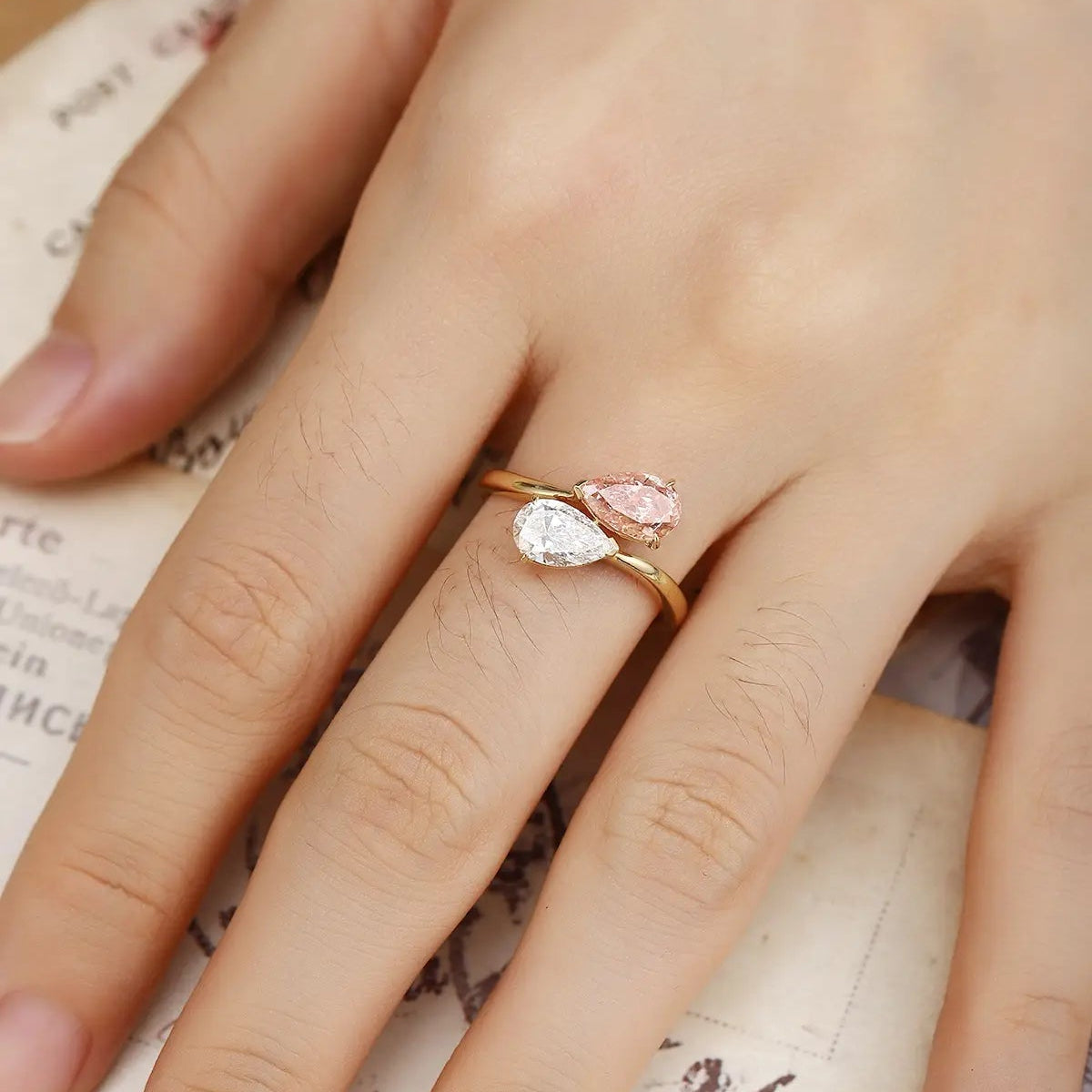 18K Gold 1.06ct Prea Shape Lab Grown Red diamond Ring