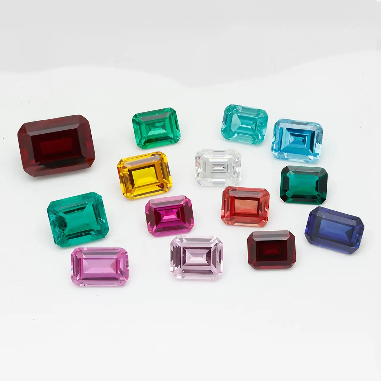 18 Kinds Precision Cut Colored Gemstones | Emerald Cut Gemstone Series
