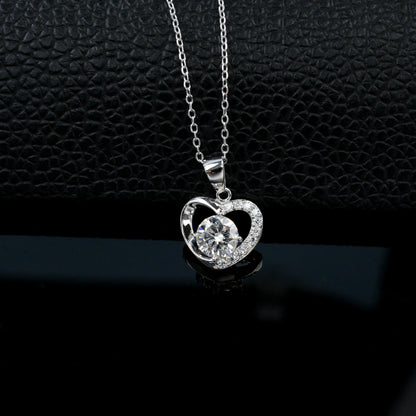 S925 Silver Heart Kiss Lab Diamond Diamond Necklace