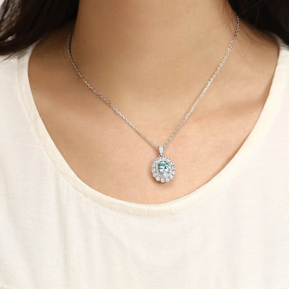 PT950 Lab Grown Diamond & Lab Grown Paraiba 3ct Oval Shape Necklace