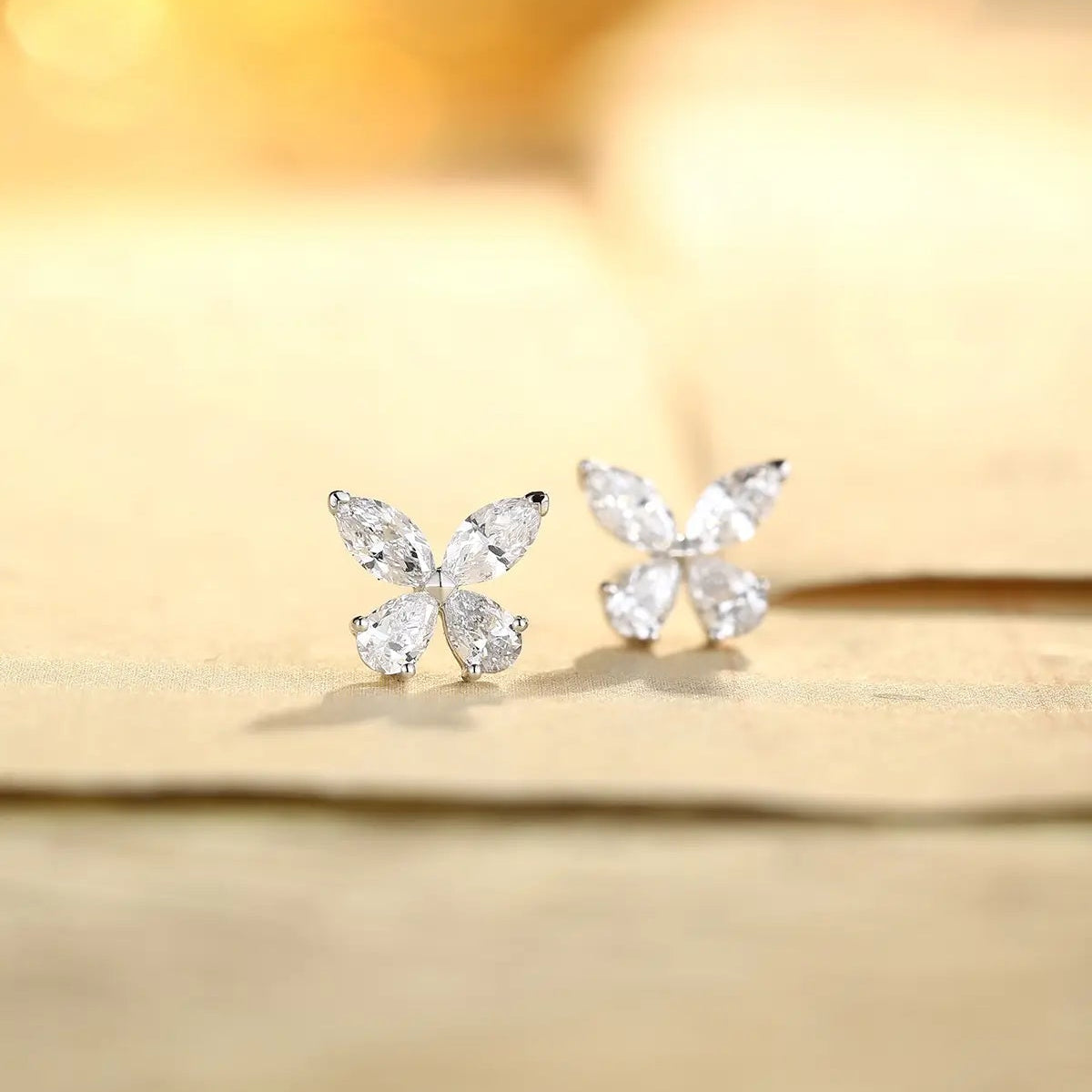 PT950 Lab Grown Diamond Butterfly Style Earrings