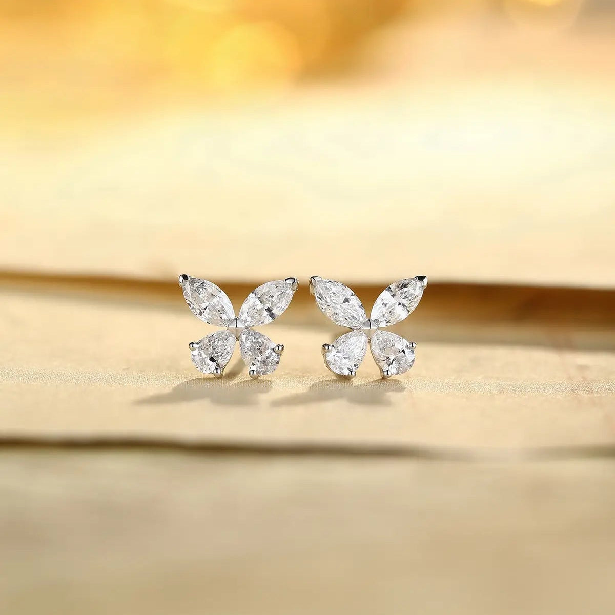 PT950 Lab Grown Diamond Butterfly Style Earrings