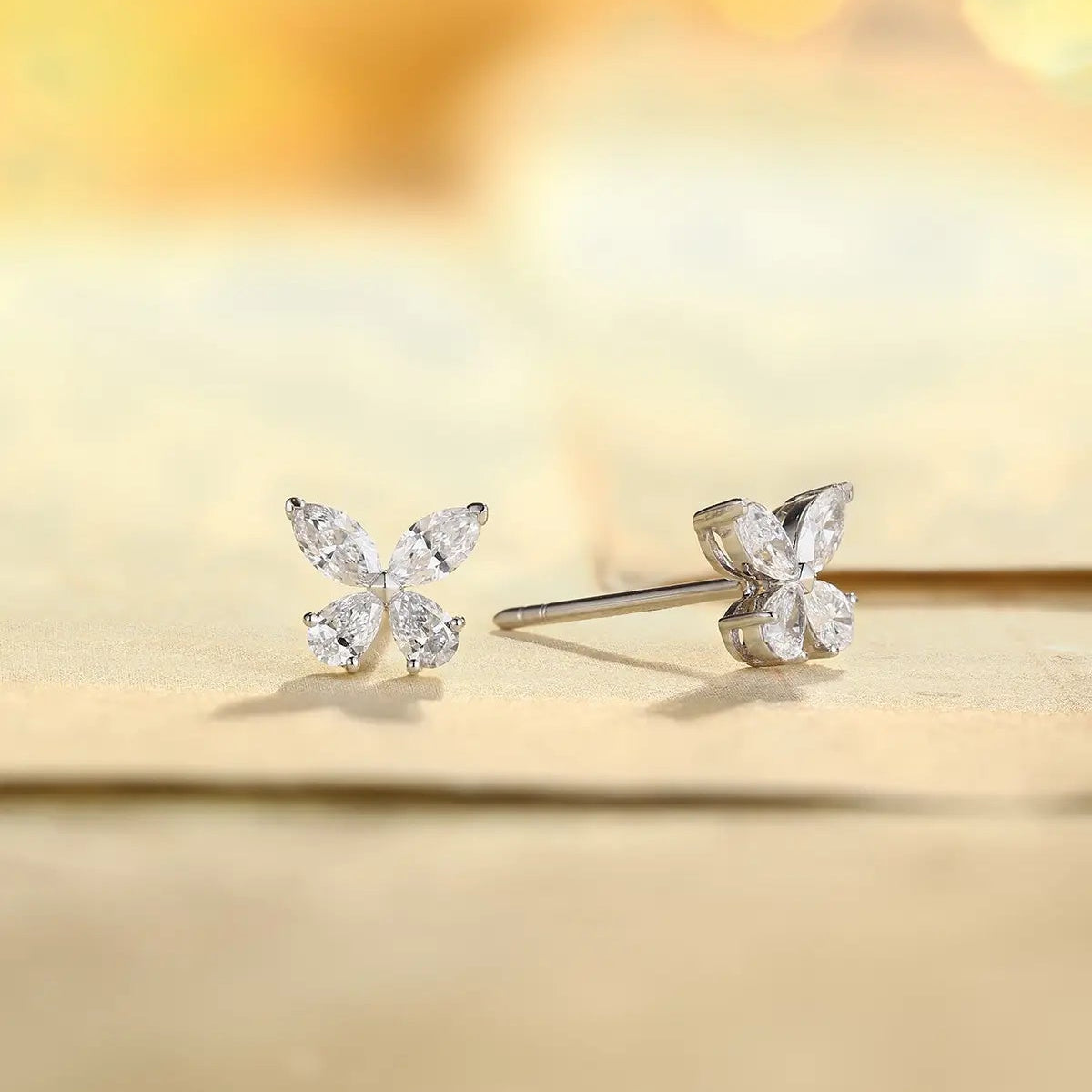 PT950 Lab Grown Diamond Butterfly Style Earrings