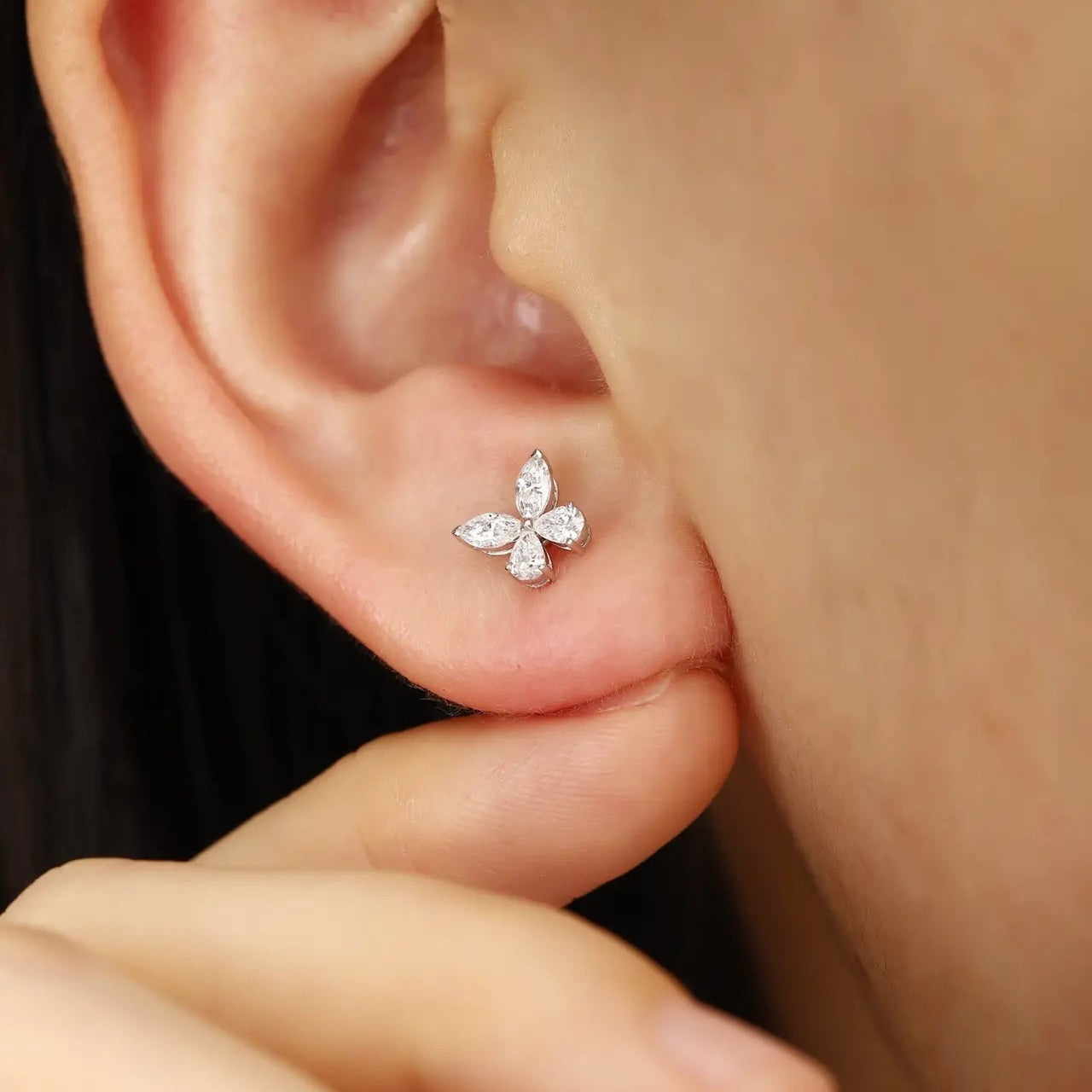 PT950 Lab Grown Diamond Butterfly Style Earrings