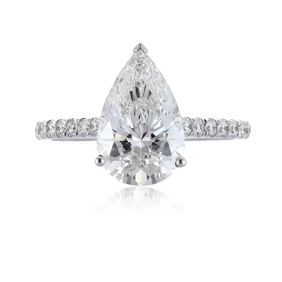 18K Lab Grown Diamond 3ct Drop Shaped Ring