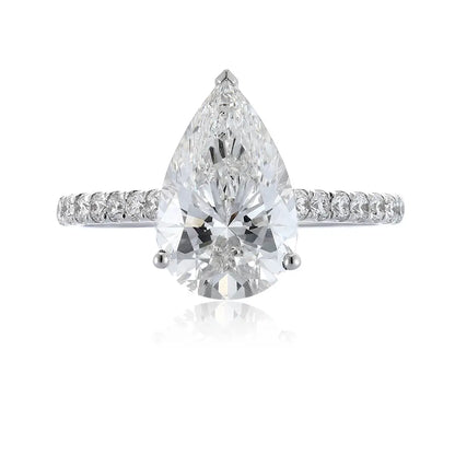 18K Lab Grown Diamond 3ct Drop Shaped Ring