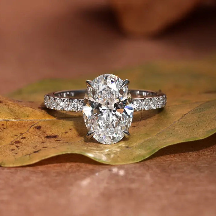 18K Lab Grown Diamond 3ct Oval Shape Ring