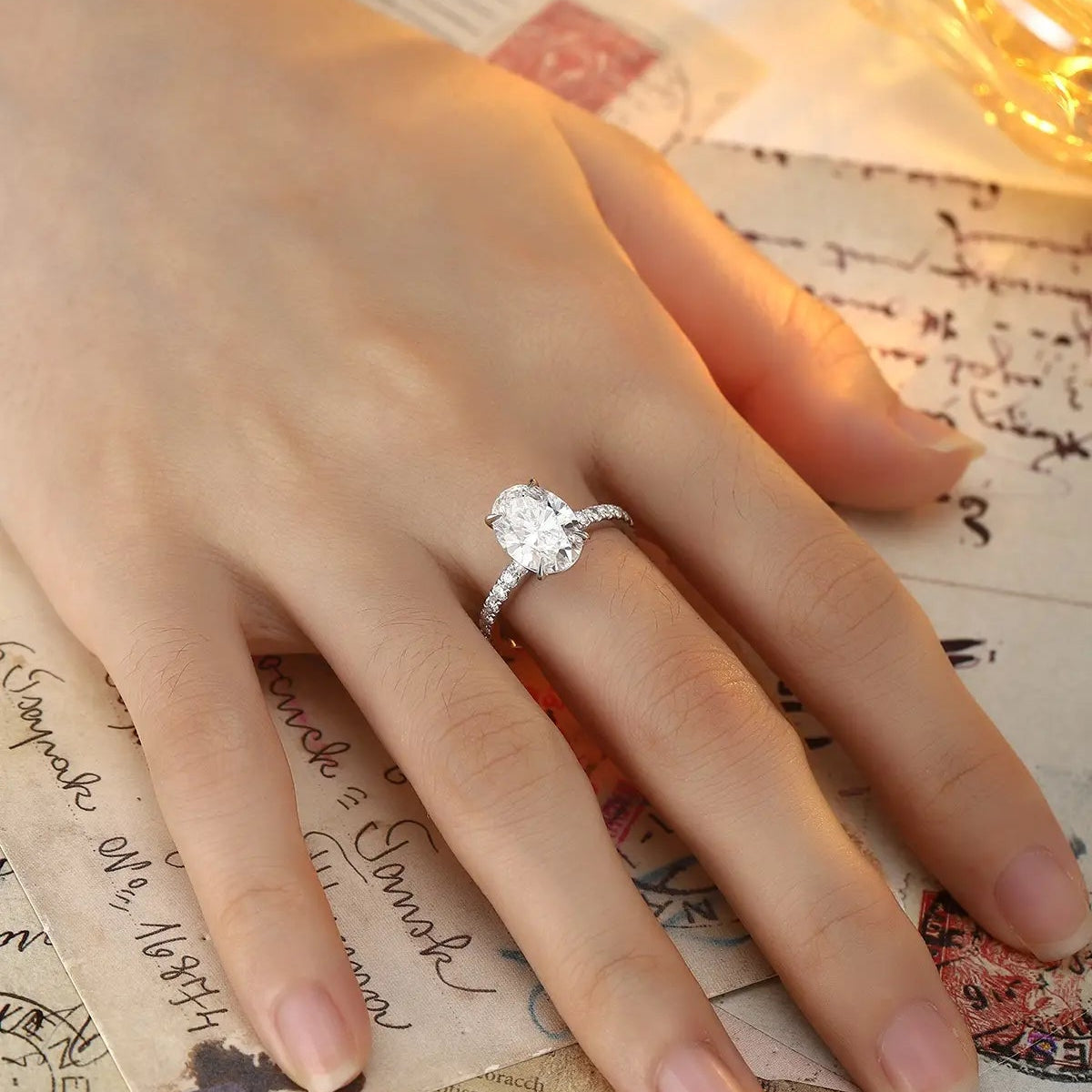 18K Lab Grown Diamond 3ct Oval Shape Ring