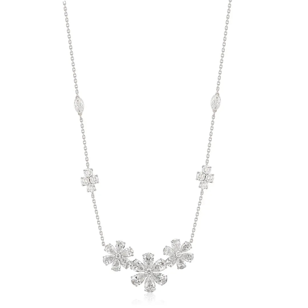 18K Lab Grown Diamond Flower Cluster Necklace