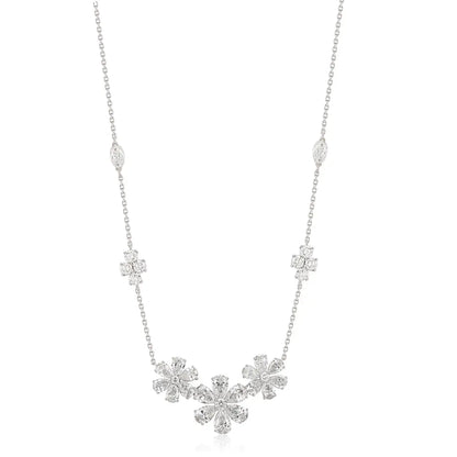 18K Lab Grown Diamond Flower Cluster Necklace