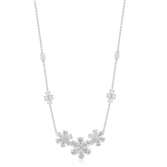 18K Lab Grown Diamond Flower Cluster Necklace