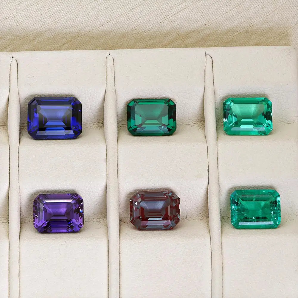 5A Cultivated Color Gemstones Emerald Cut Combination