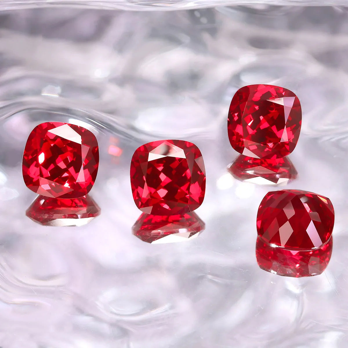 5A Lab Grown Ruby Cushion Shape