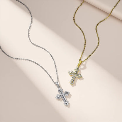 S925 Silver-plated 18K White Gold Moissanite Cross Pendant 0.31 ct