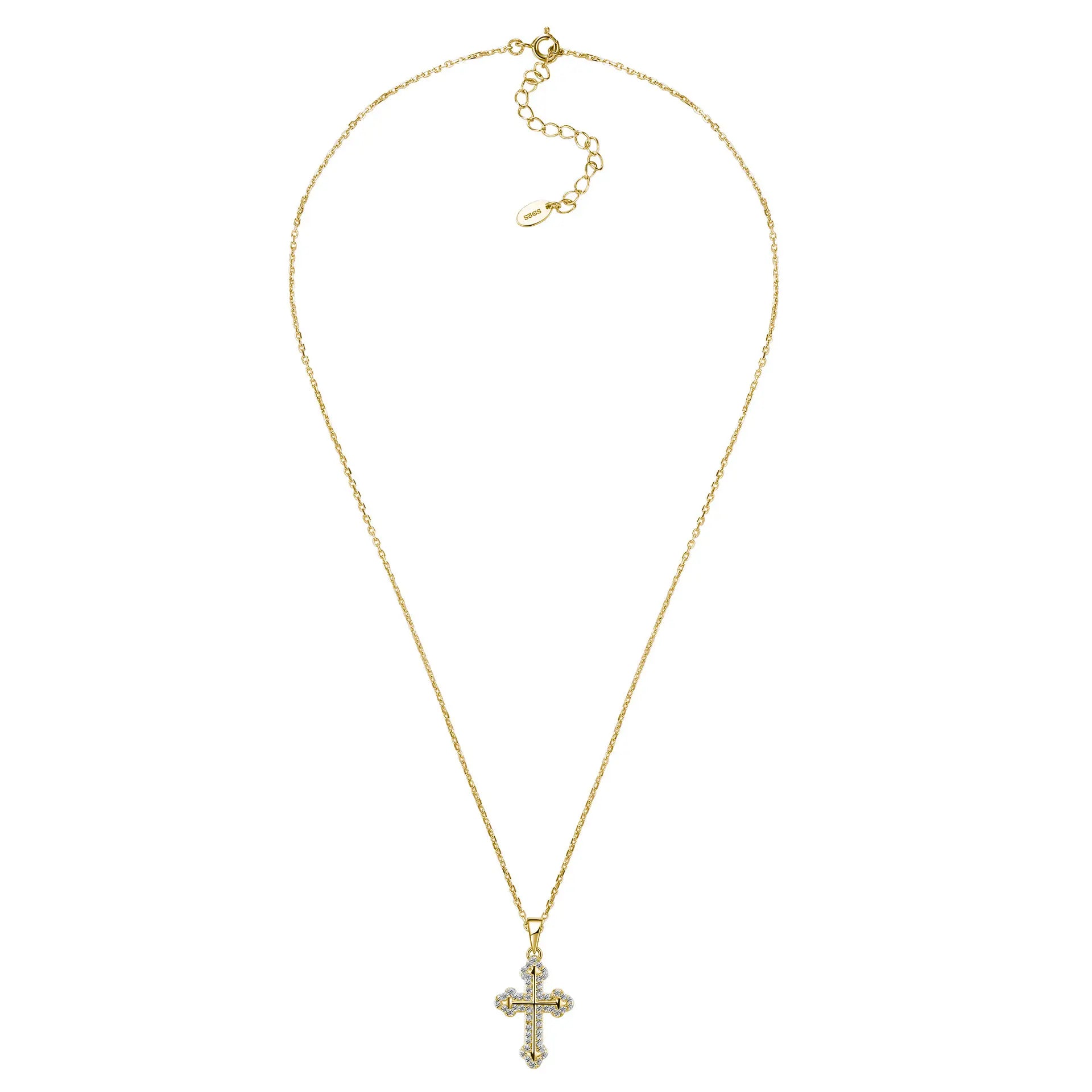 S925 Silver-plated 18K White Gold Moissanite Cross Pendant 0.31 ct