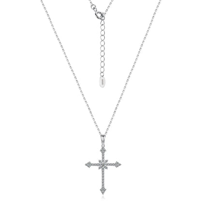 S925 Silver plated with 18K gold Moissanite cross necklace 0.6 ct