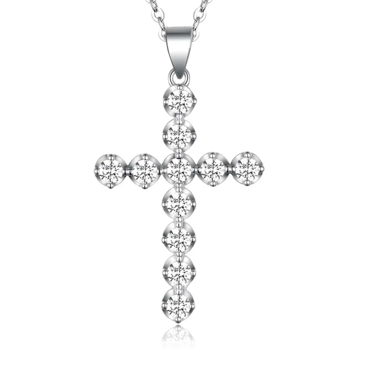 S925 Silver Plated With 18K White Gold Moissanite Cross Pendant 0.66ct