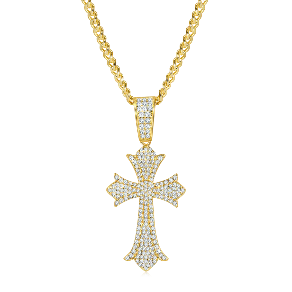 Retro Style Cross Pendant Necklace Made Of S925 Silver With Morganite Gemstones Of Grade D