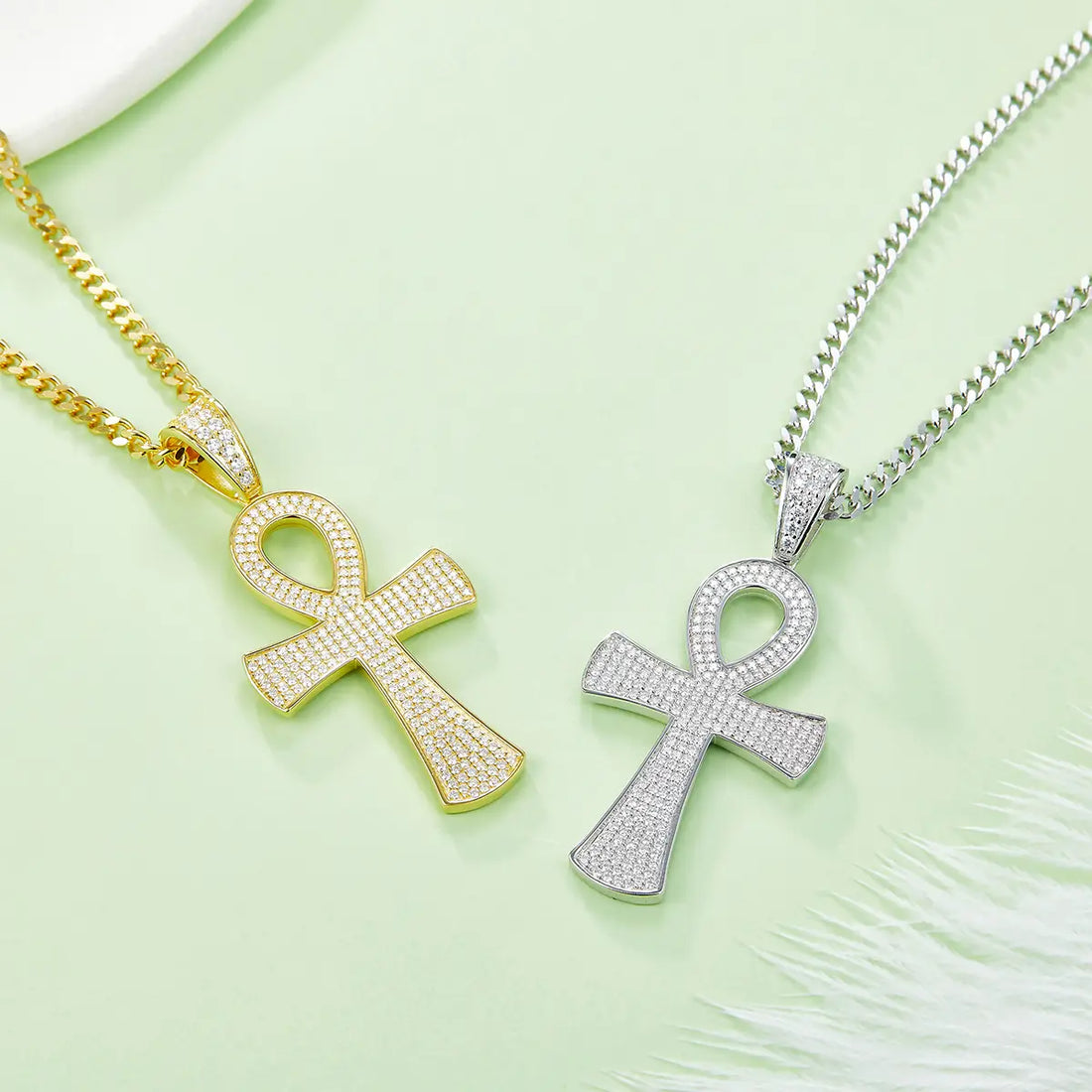 Fashion Heavy-set Cross Necklace Made Of S925 Silver With Moissanite Gemstones Of Grade D